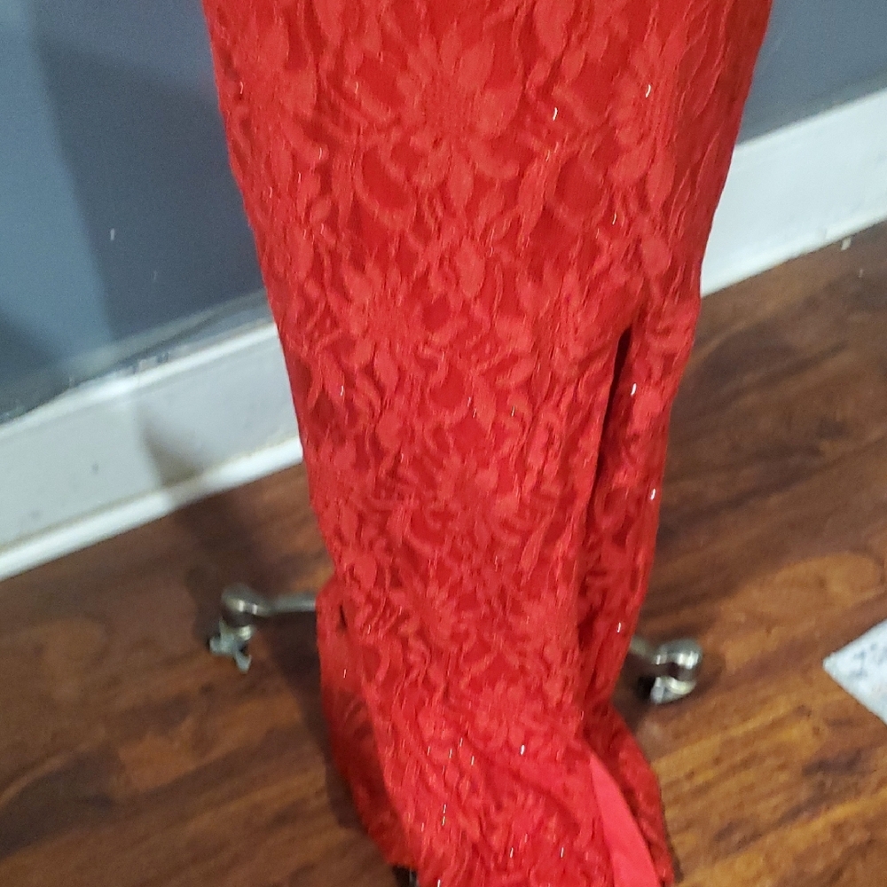 City Triangles Elegant Red Lace Maxi Dress - Picture 10 of 16